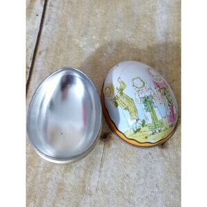 Vintage Ian Logan Swiss Made Tin Easter Egg Victorian Kids Fishing (9)